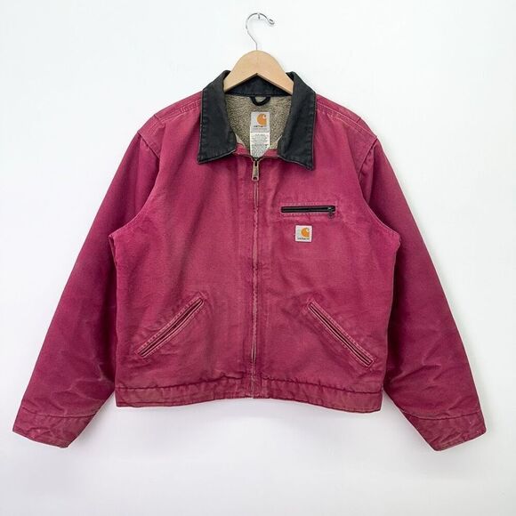 Carhartt Women’s Vintage Sherpa Lined Detroit Raspberry Bomber Jacket WJ097 RBY - Picture 1 of 16